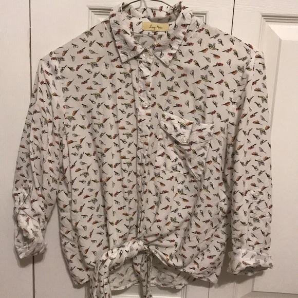 Love Notes Tops - PETERPAN COLLAR bird shirt